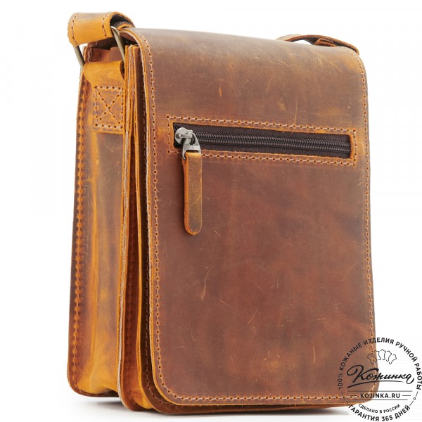 Мужская кожаная сумка "Робин" (рыжий крейзи). фото 1